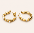 Pearl Accent Hoop Earrings