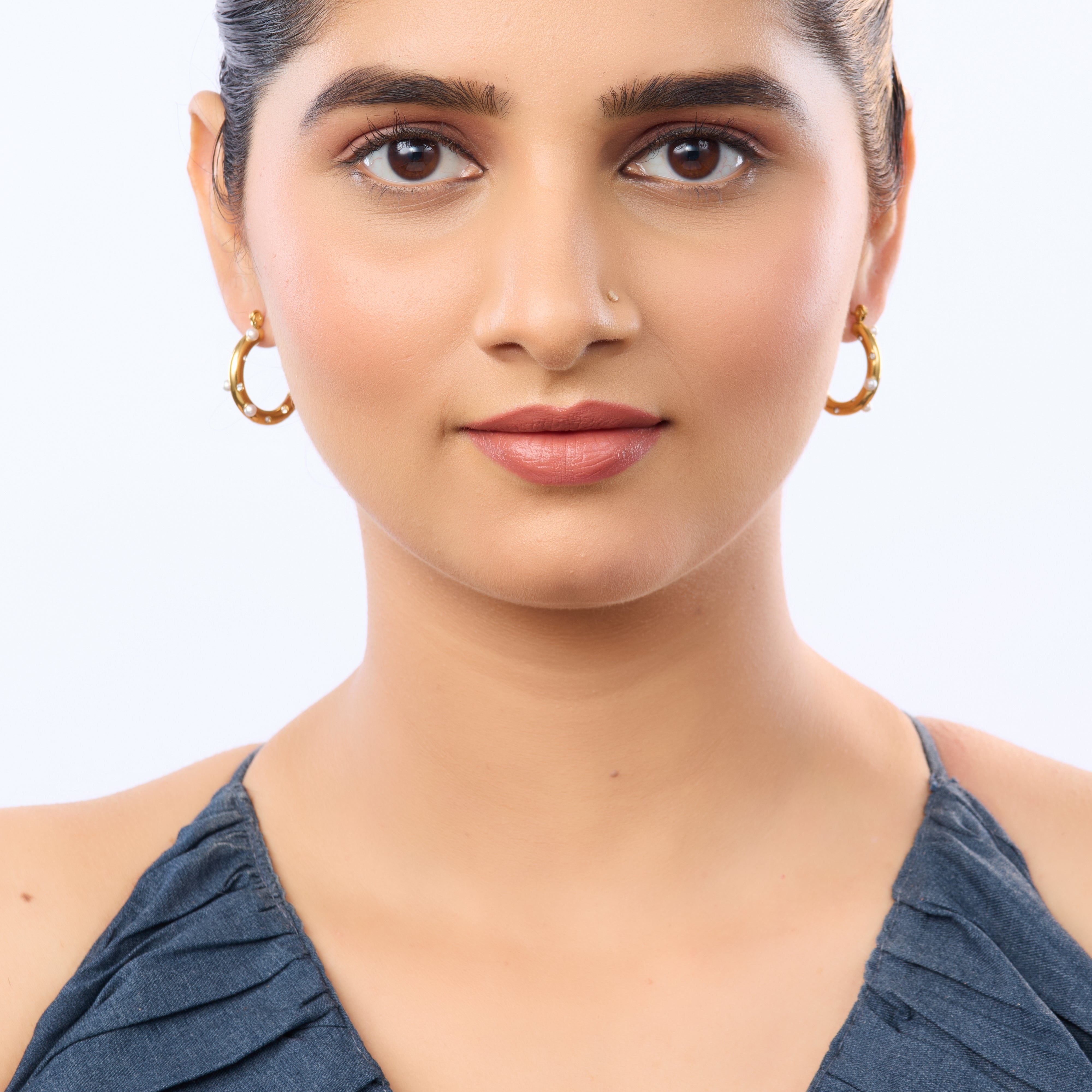 Pearl Accent Hoop Earrings