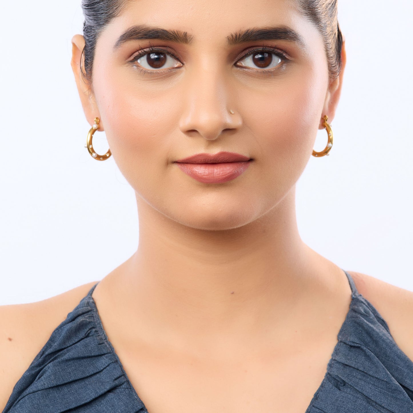 Pearl Accent Hoop Earrings