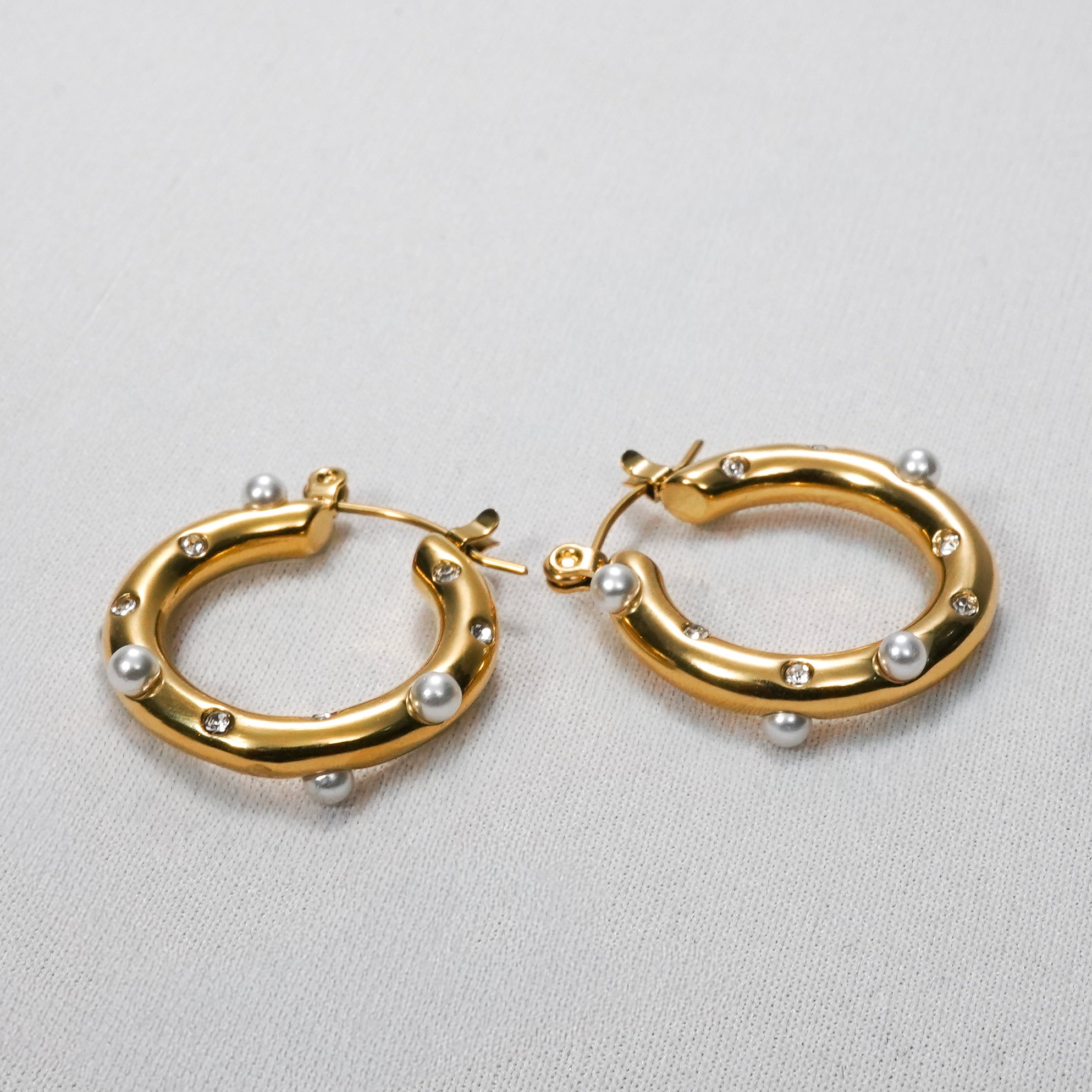Pearl Accent Hoop Earrings