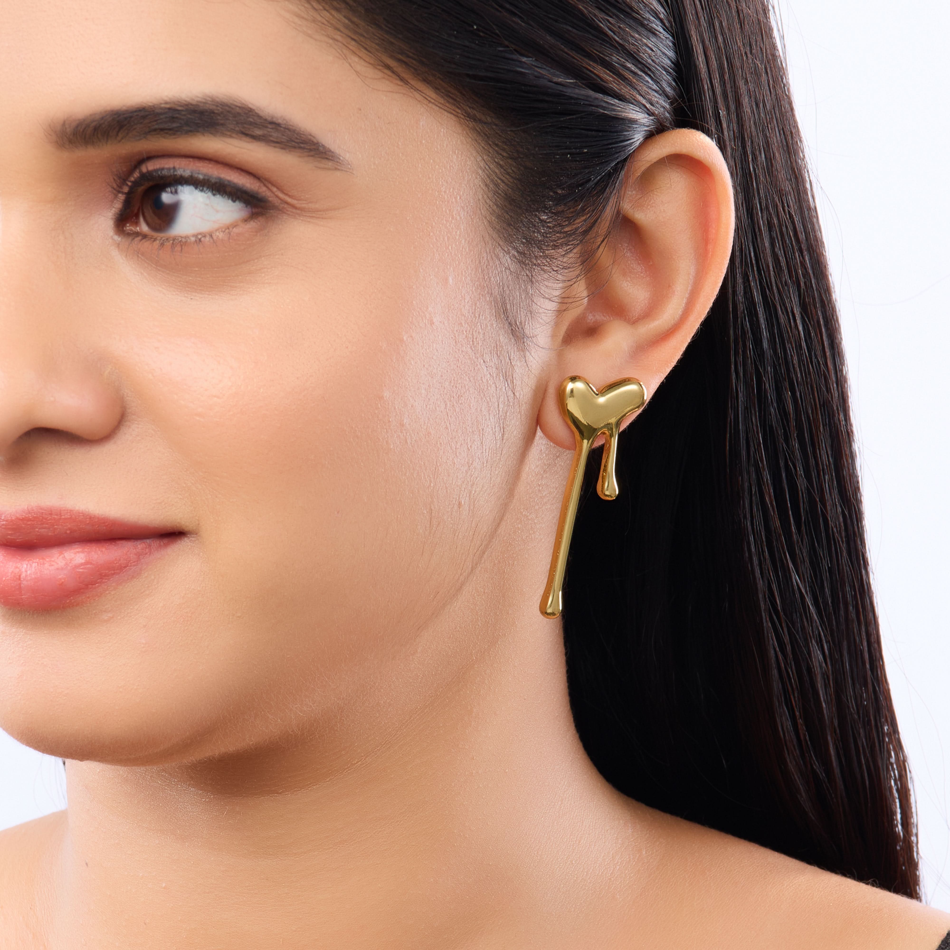Surrealist Drip Heart Stud Earrings