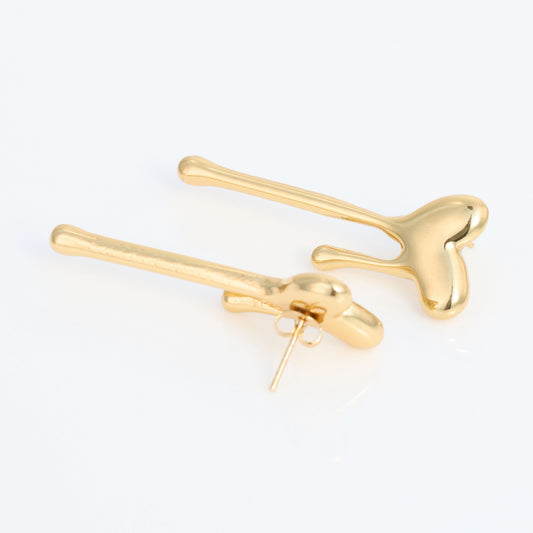 Surrealist Drip Heart Stud Earrings