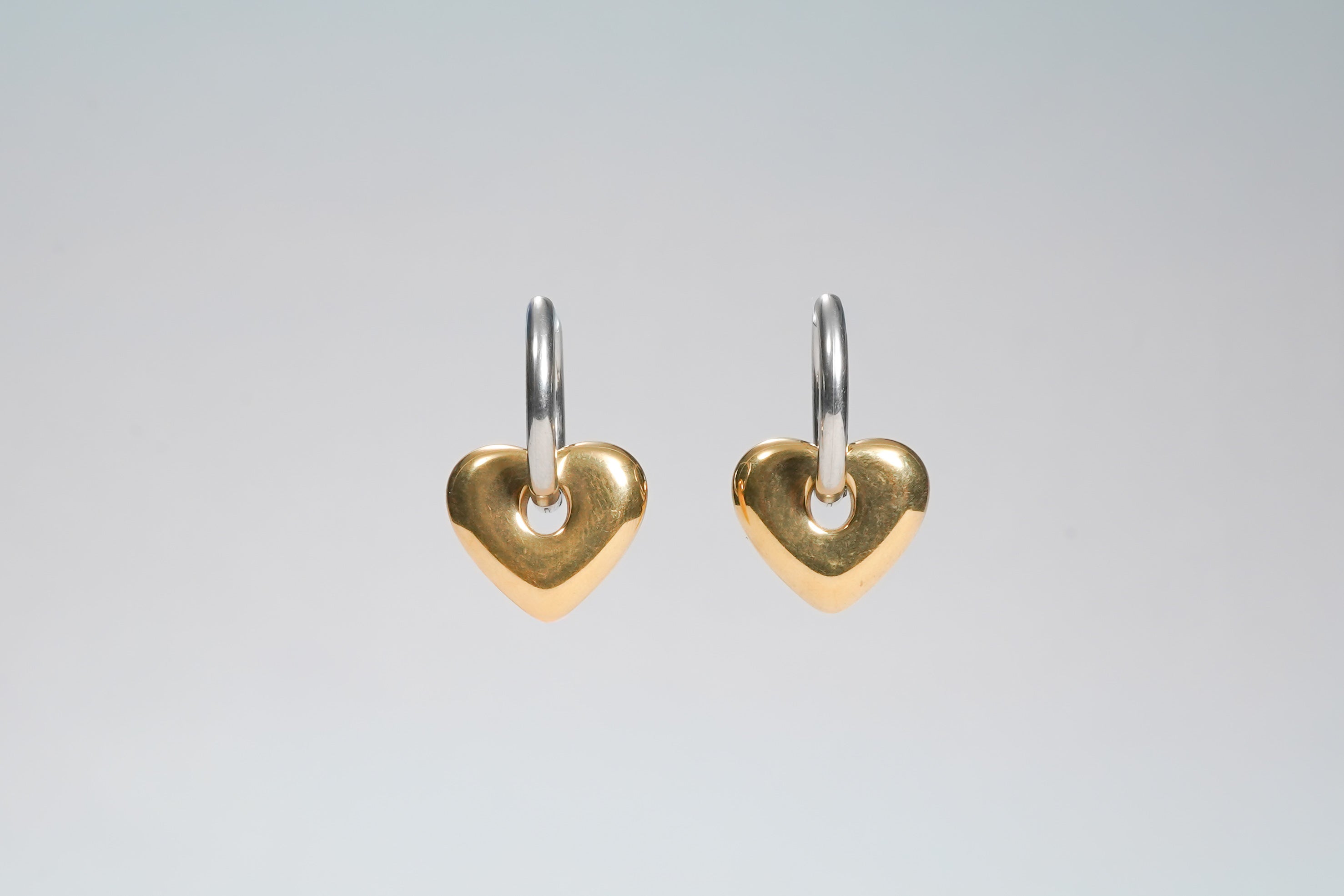 Dual-Tone Sculpted Heart Stud Earrings