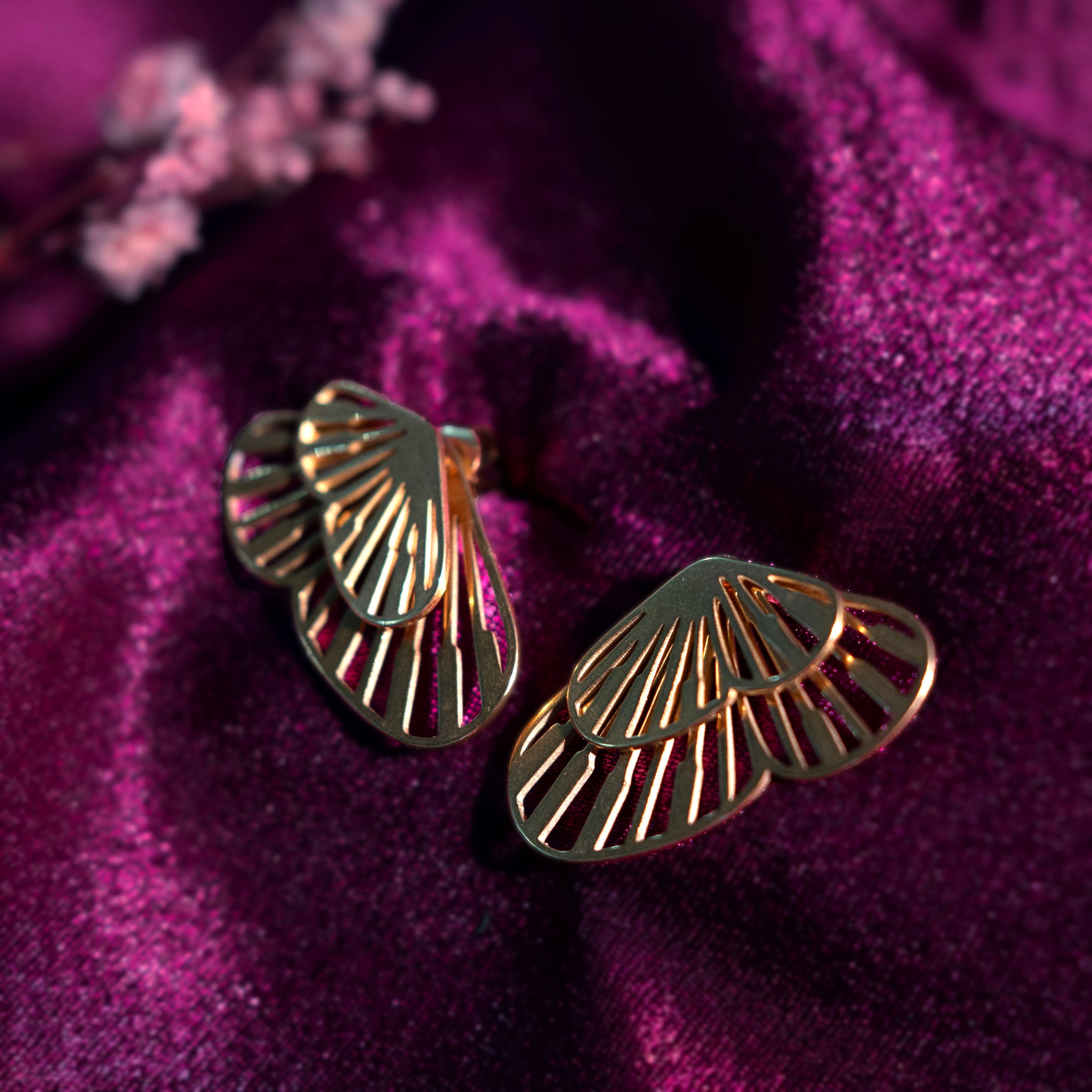 Cutwork Fan Drop Earrings
