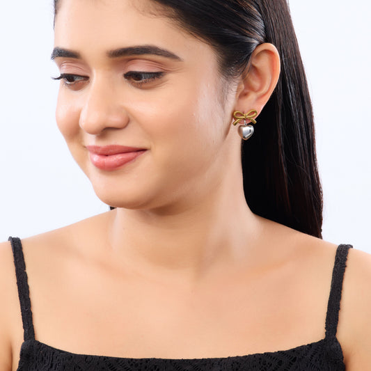 Bow Heart Drop Earrings