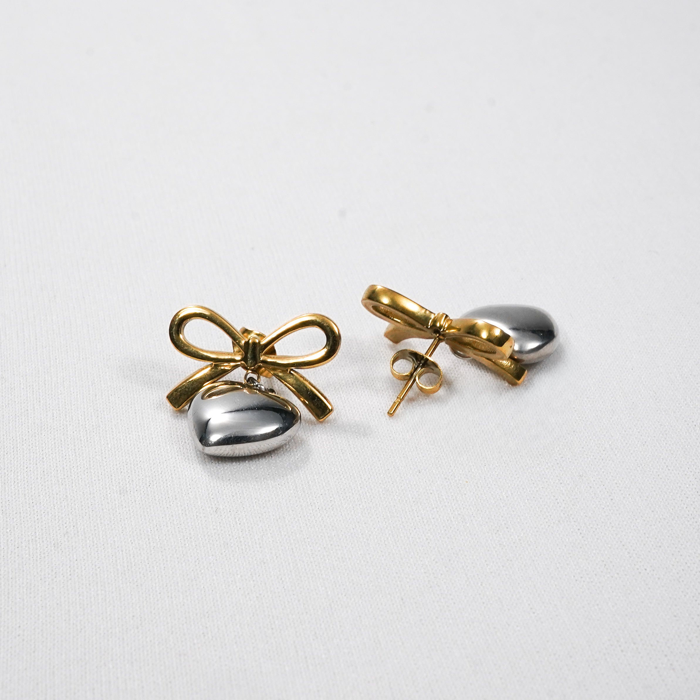 Bow Heart Drop Earrings