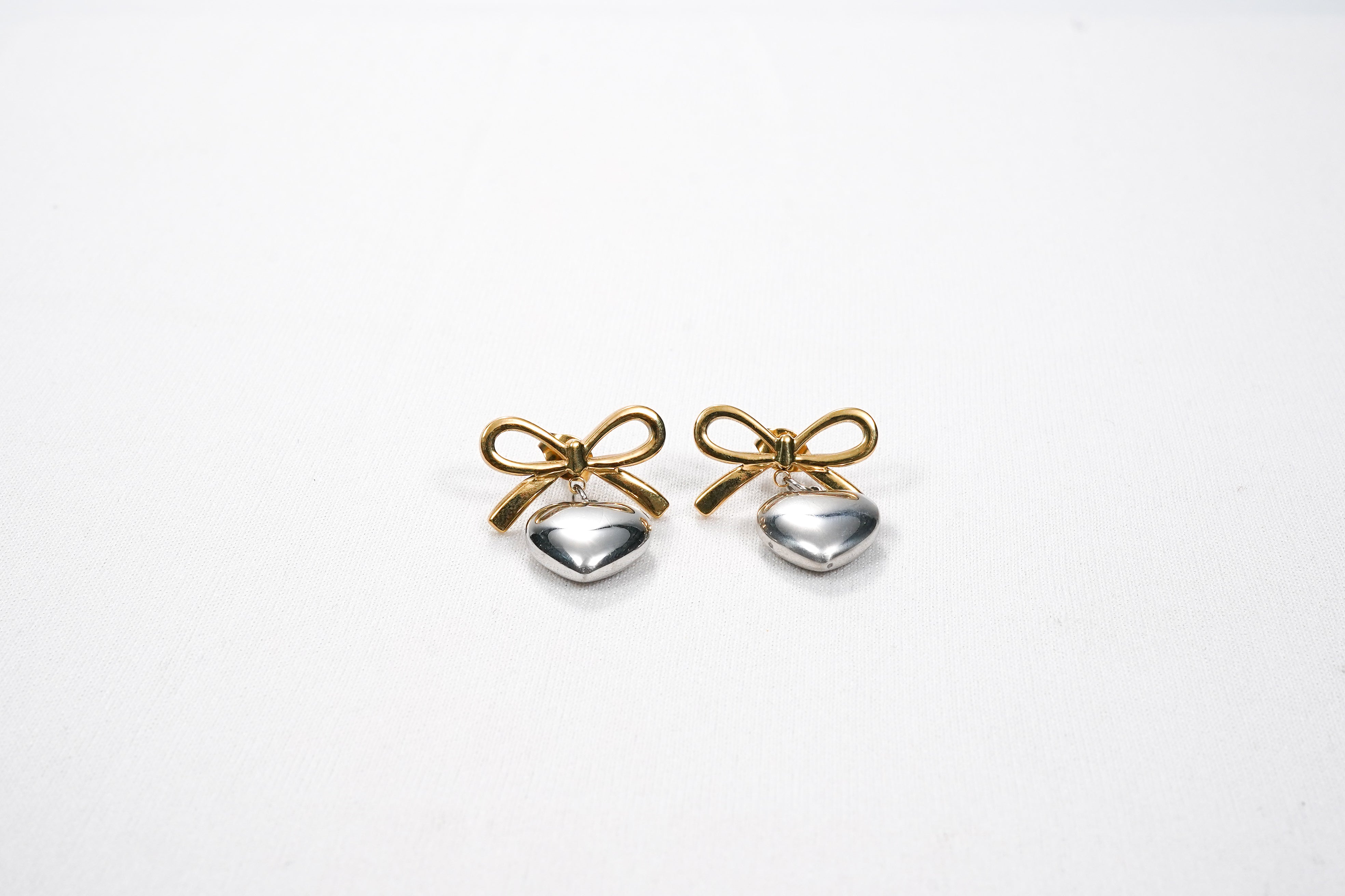 Bow Heart Drop Earrings