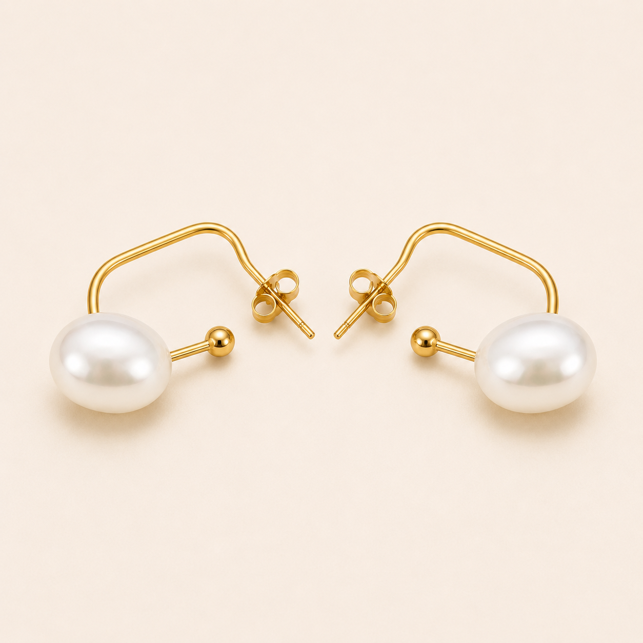 Open Hook Pearl Drop Earrings