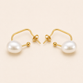 Open Hook Pearl Drop Earrings