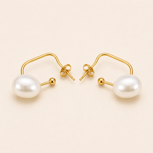 Open Hook Pearl Drop Earrings