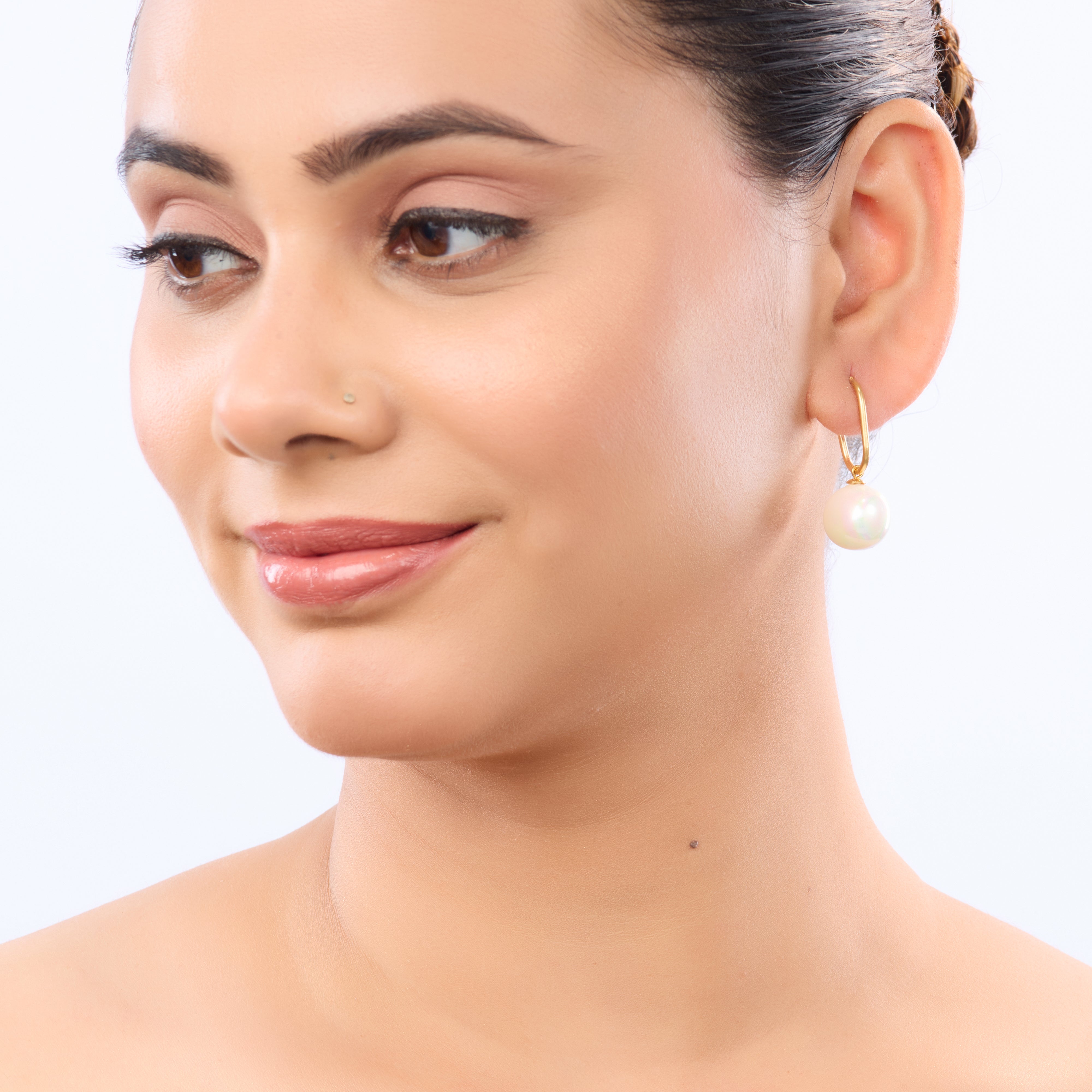Open Hook Pearl Drop Earrings