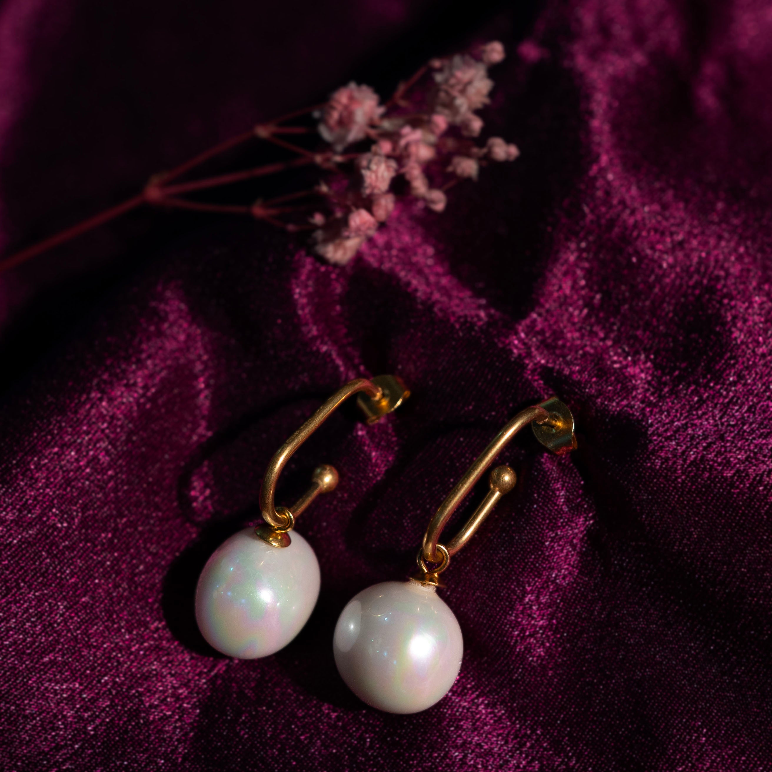 Open Hook Pearl Drop Earrings