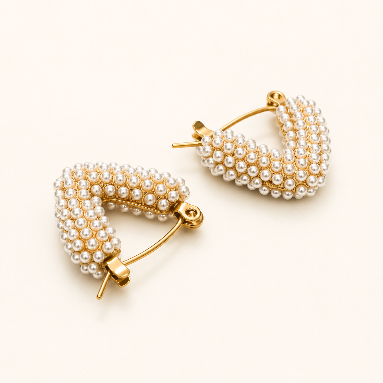 Pearl Heart Hoop Earrings