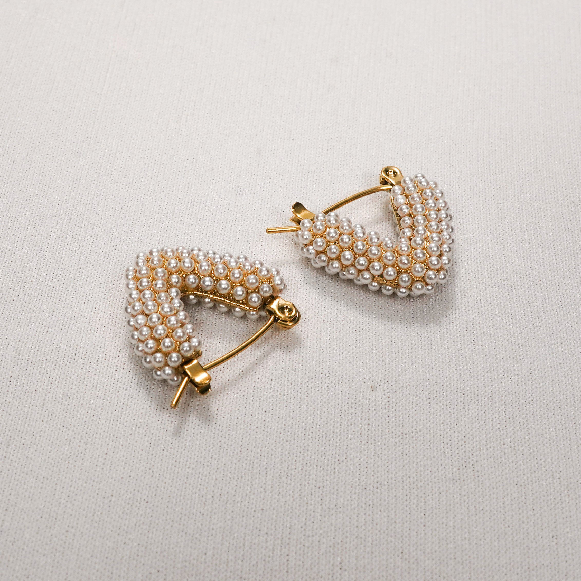 Pearl Heart Hoop Earrings