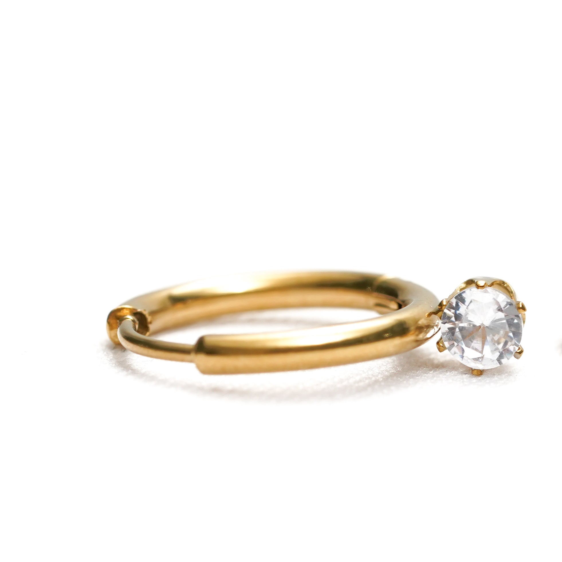 Mini Hoop Earrings with Zircon Charm