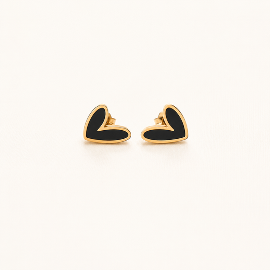 Enamel Heart Stud Earrings