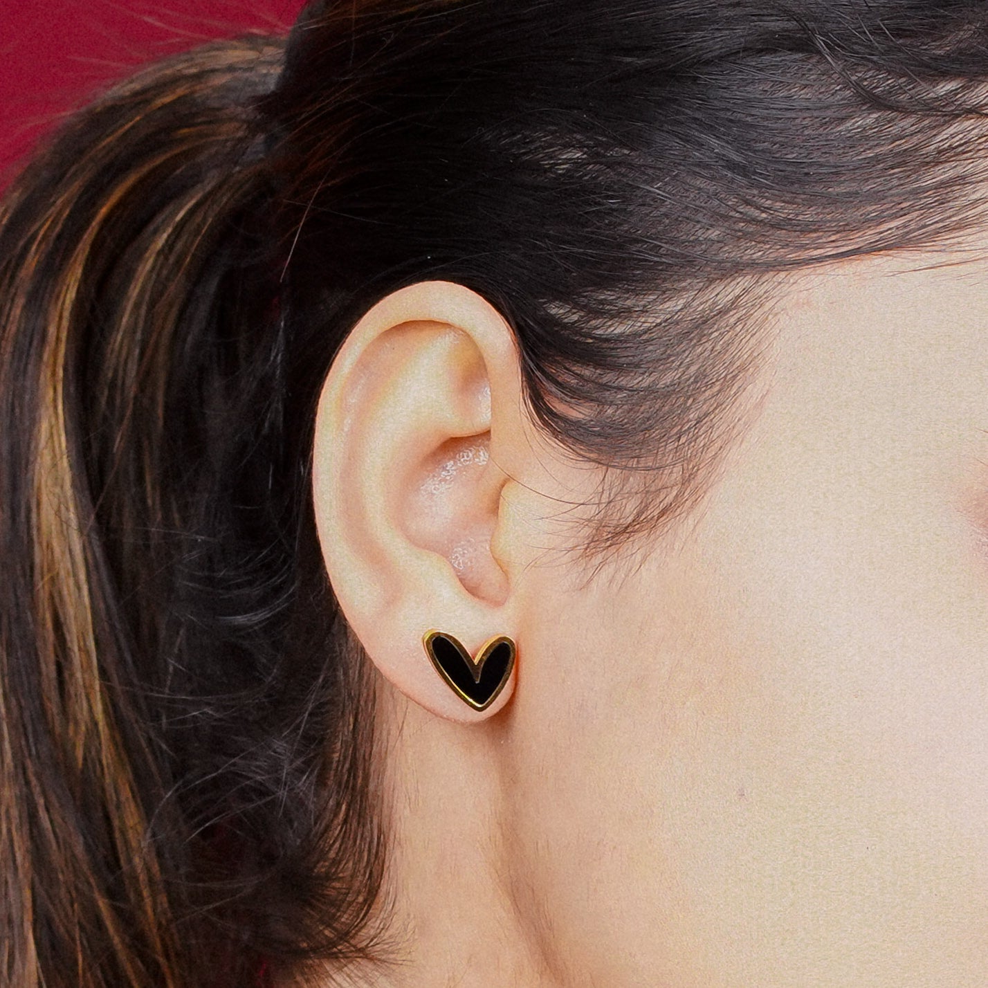 Enamel Heart Stud Earrings