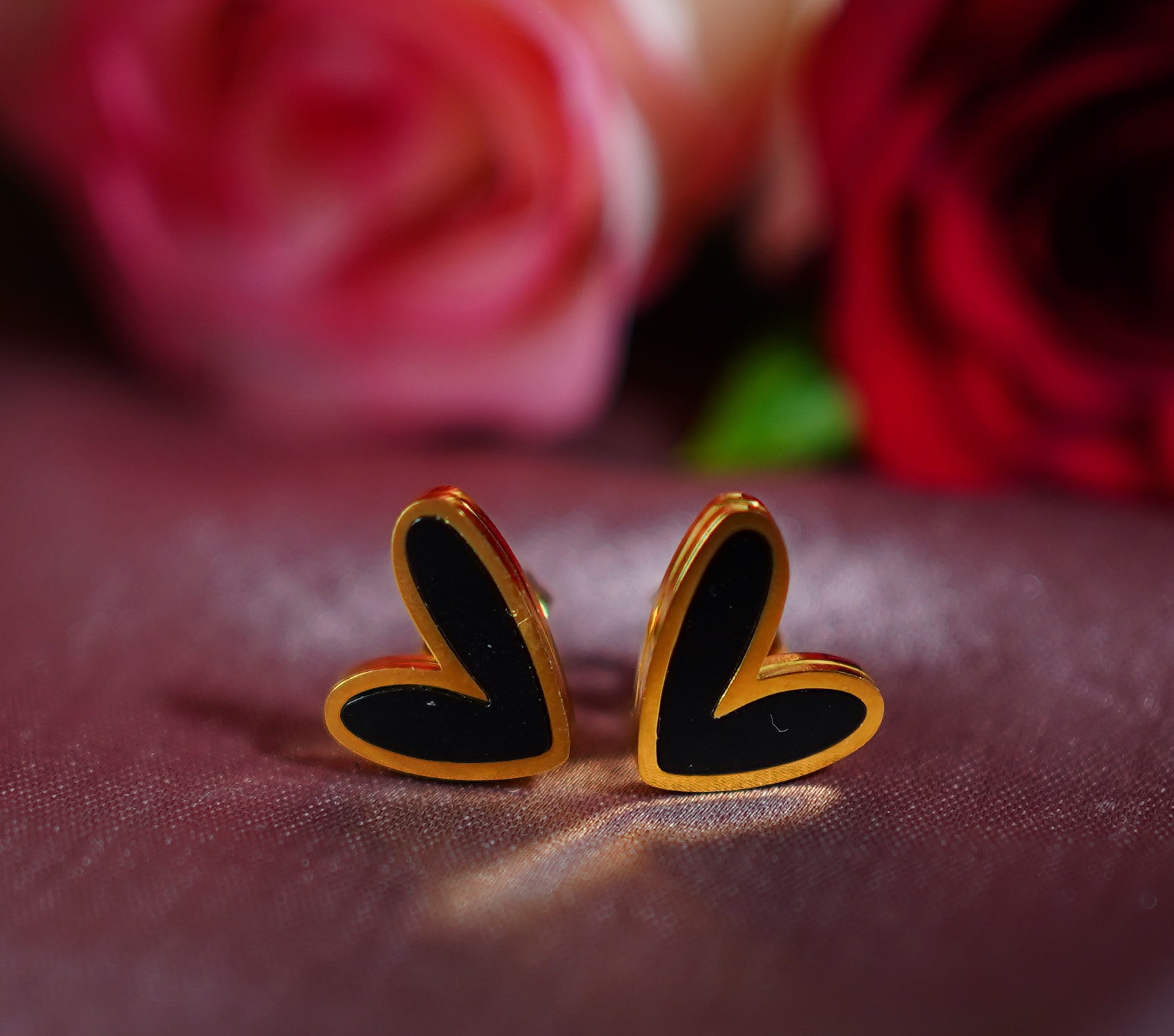 Enamel Heart Stud Earrings