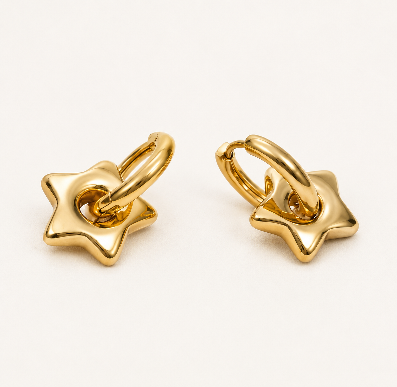 Star Charm Drop Hoop Earrings