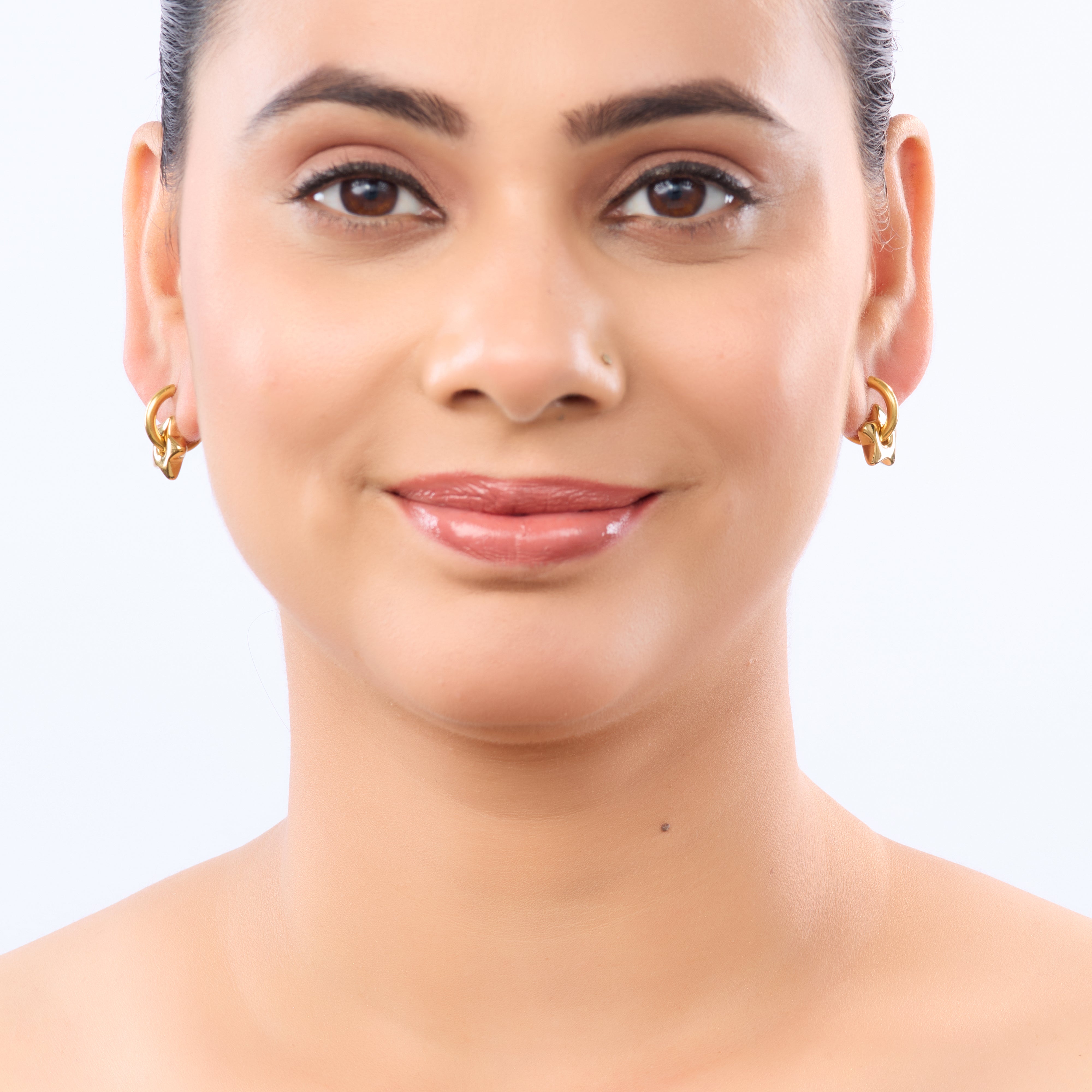 Star Charm Drop Hoop Earrings