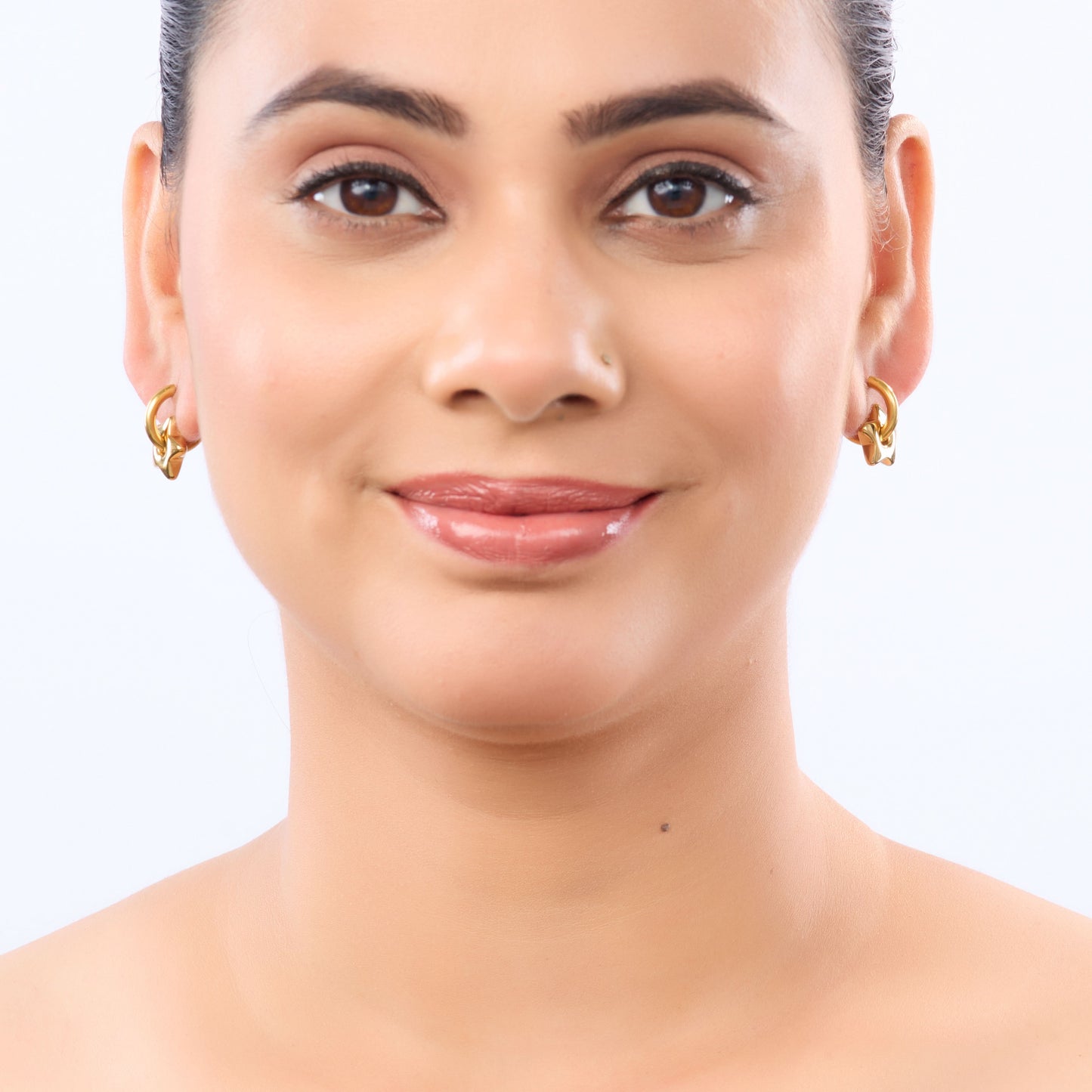 Star Charm Drop Hoop Earrings