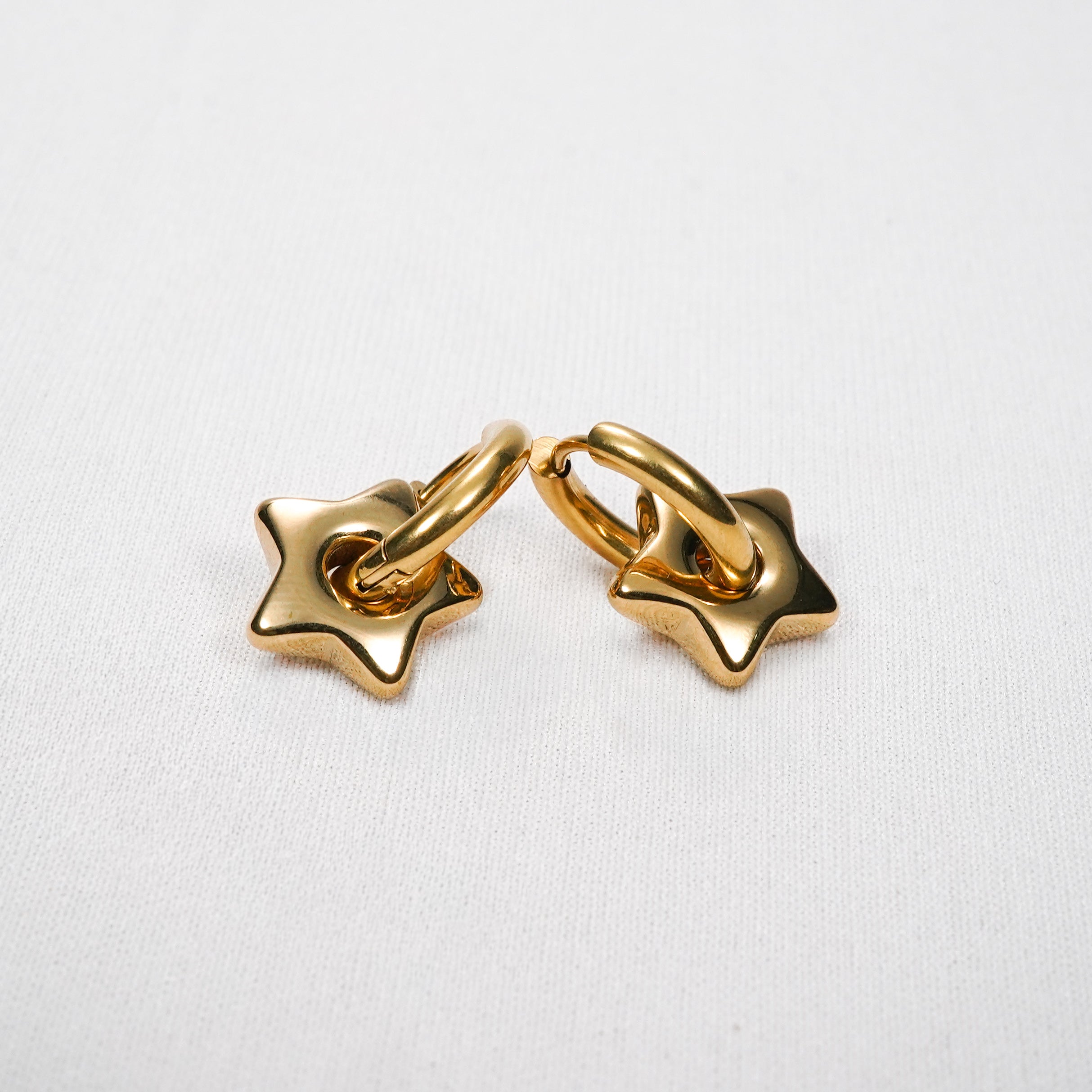 Star Charm Drop Hoop Earrings
