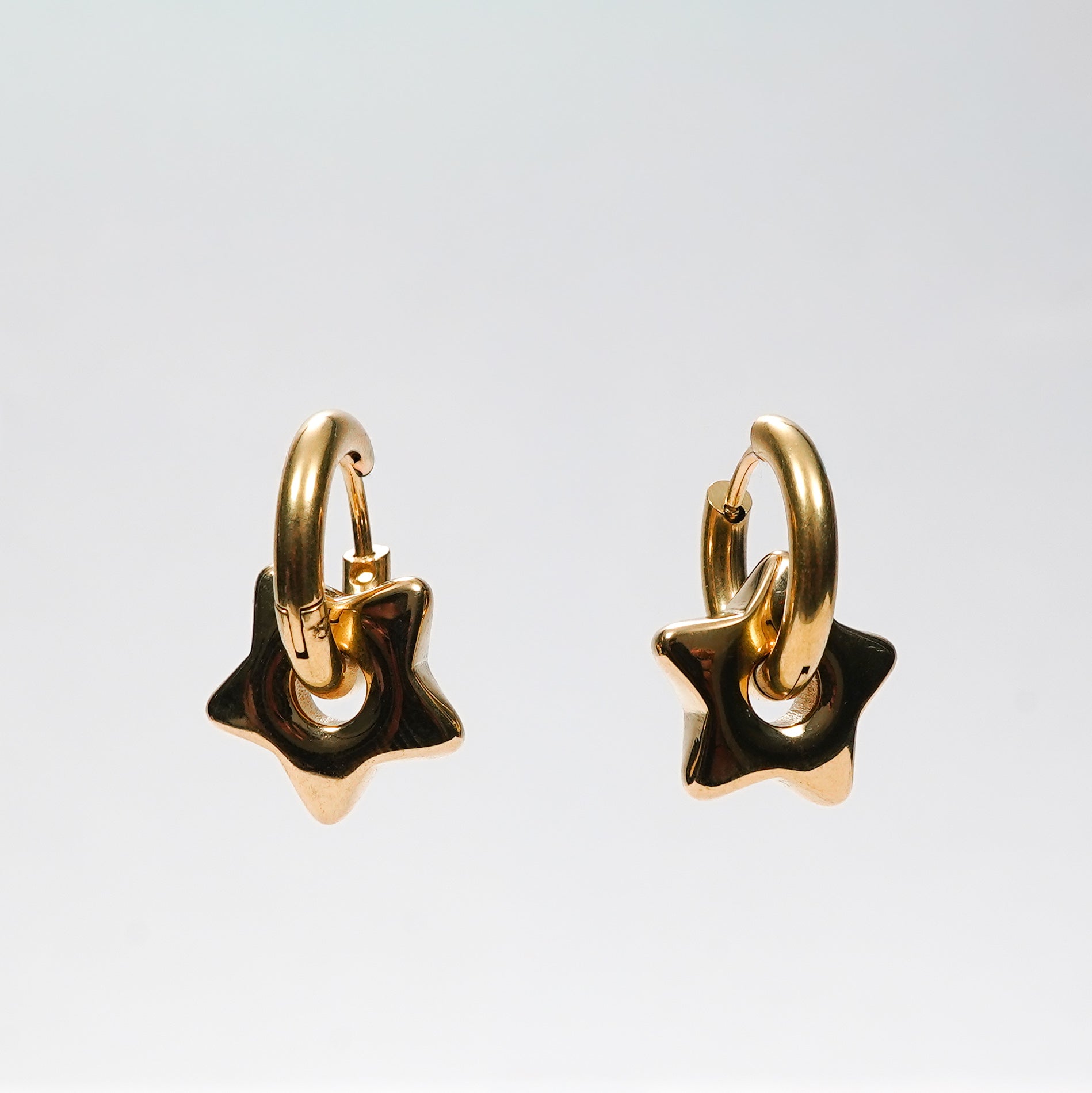 Star Charm Drop Hoop Earrings