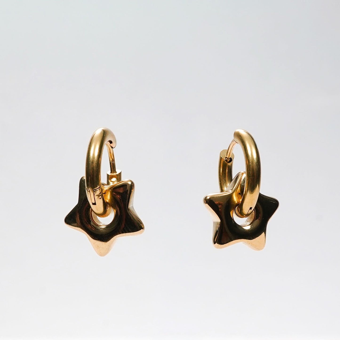 Star Charm Drop Hoop Earrings