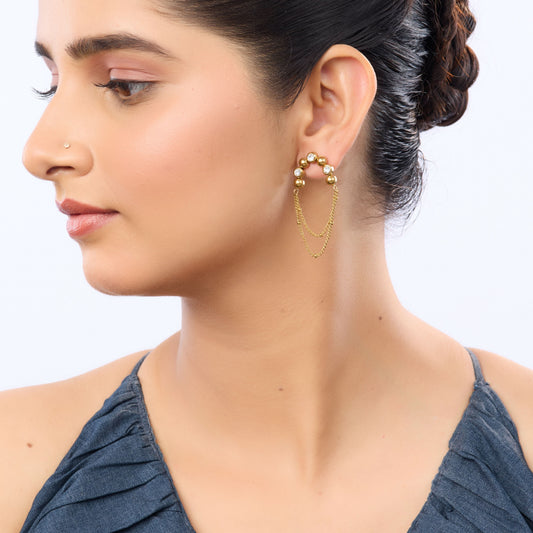 Zircon Arc Chain Drop Earrings