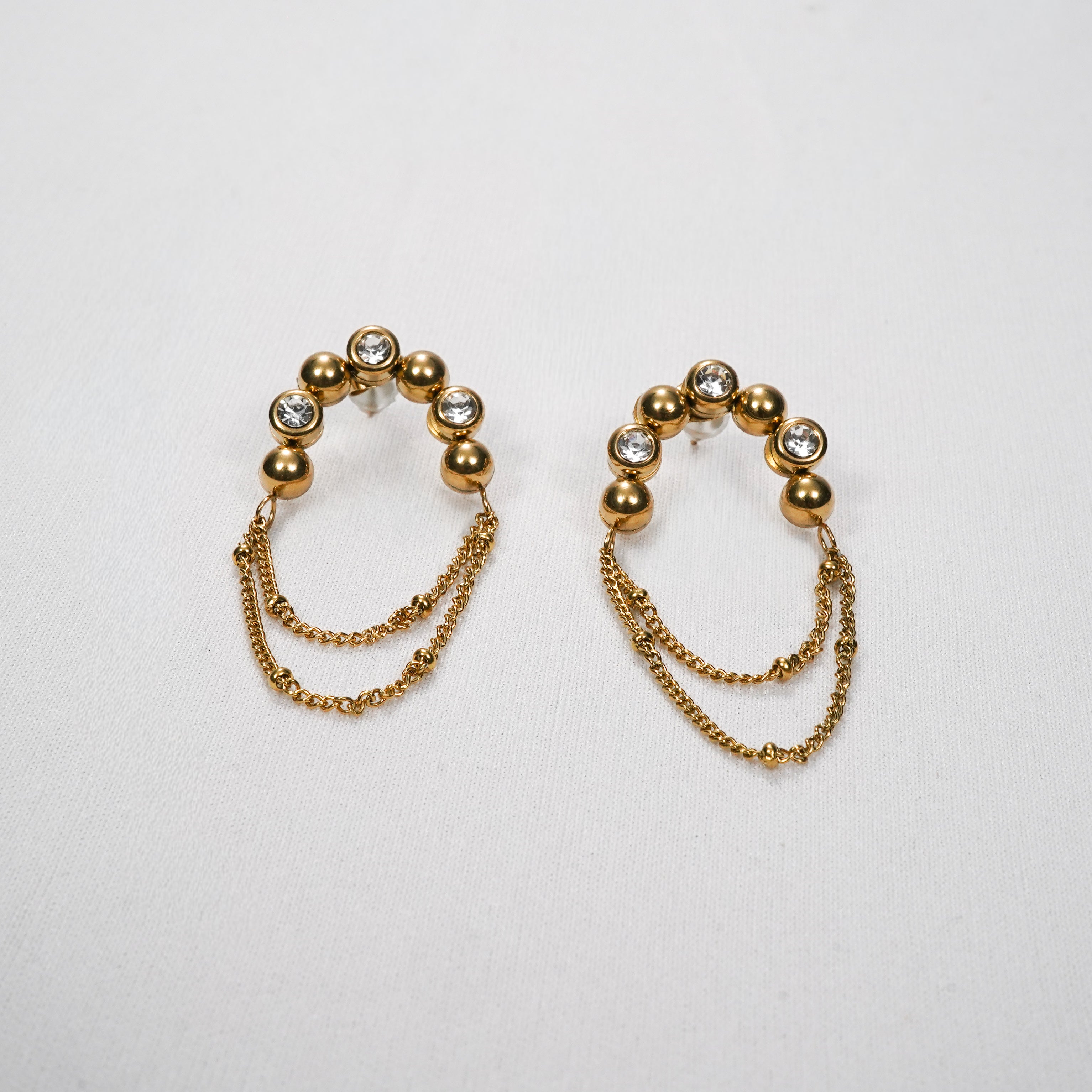 Zircon Arc Chain Drop Earrings