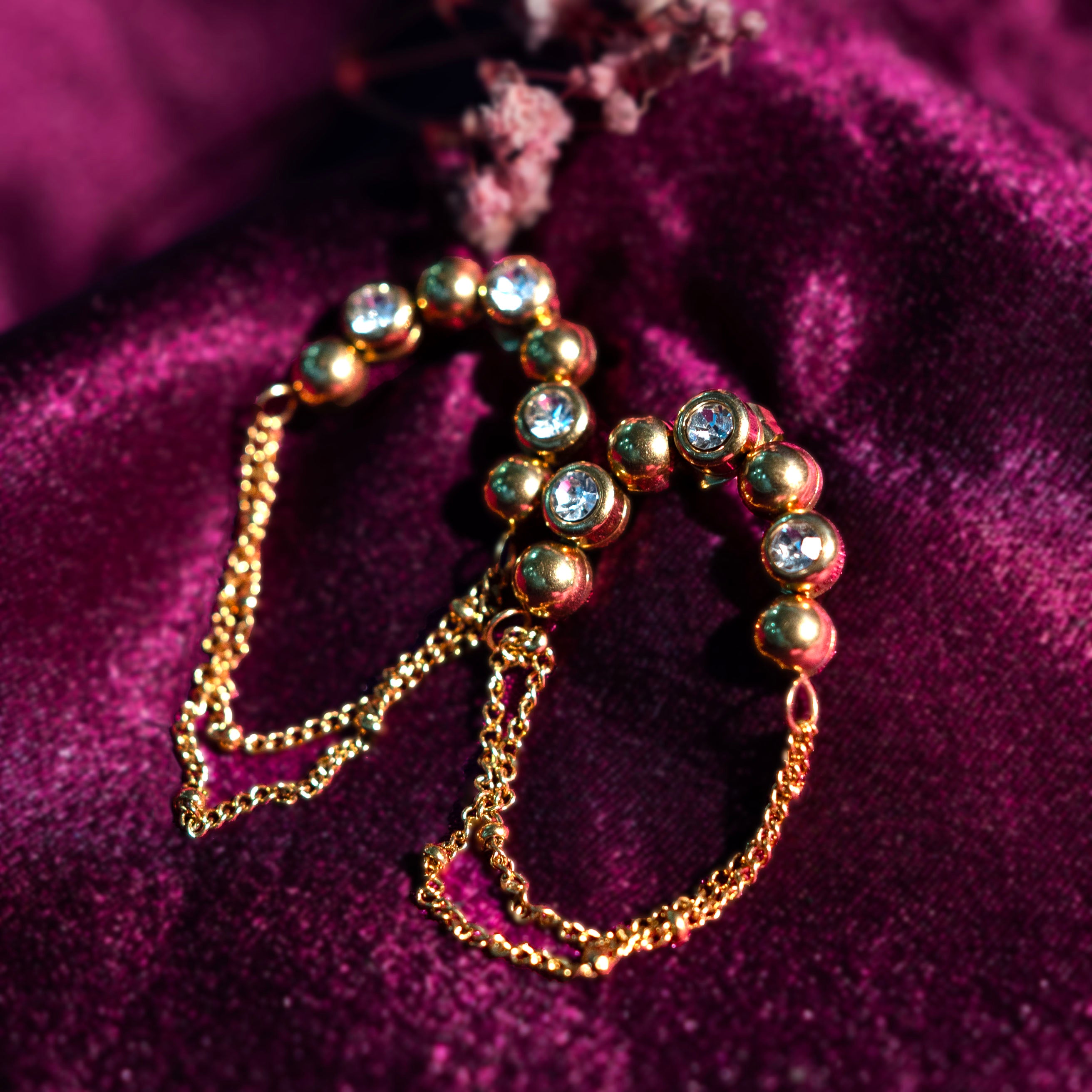 Zircon Arc Chain Drop Earrings