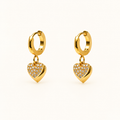 Zircon Heart Drop Hoop Earrings