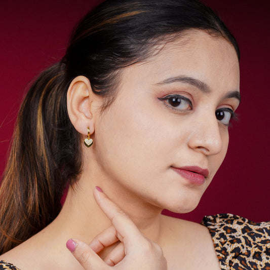 Zircon Heart Drop Hoop Earrings