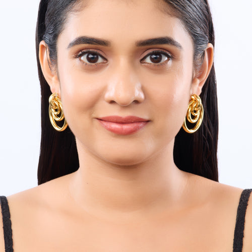 Triple Ring Hoop Statement Earrings