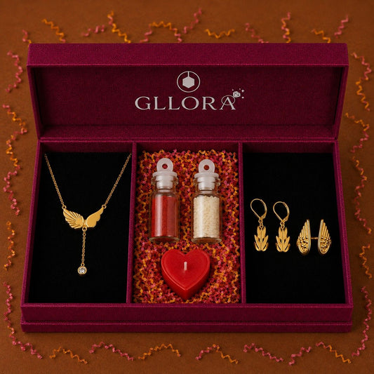 Rakhi Gift Hamper Golden Feather Wings