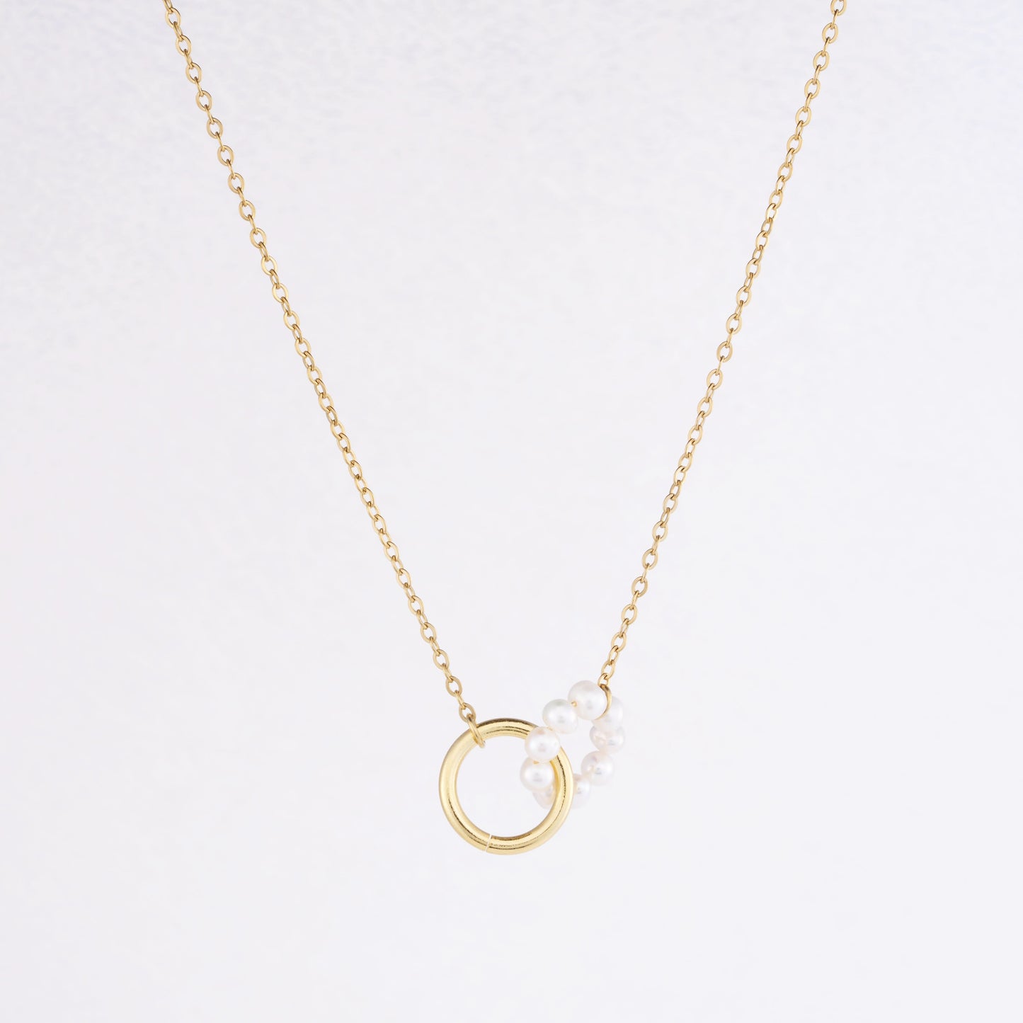 Pearl Harmony Double Ring Necklace