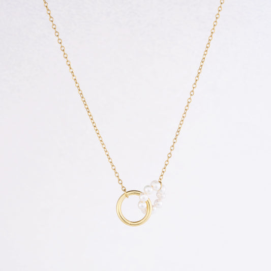 Pearl Harmony Double Ring Necklace