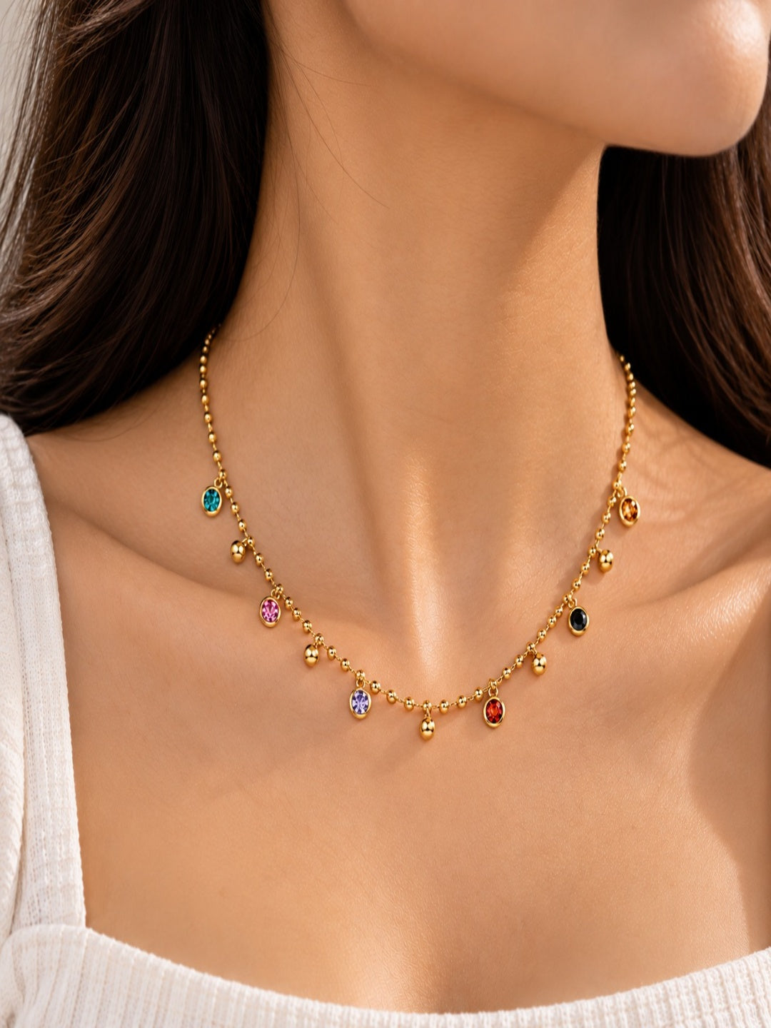 18K Gold Plated Beaded Collar Necklace