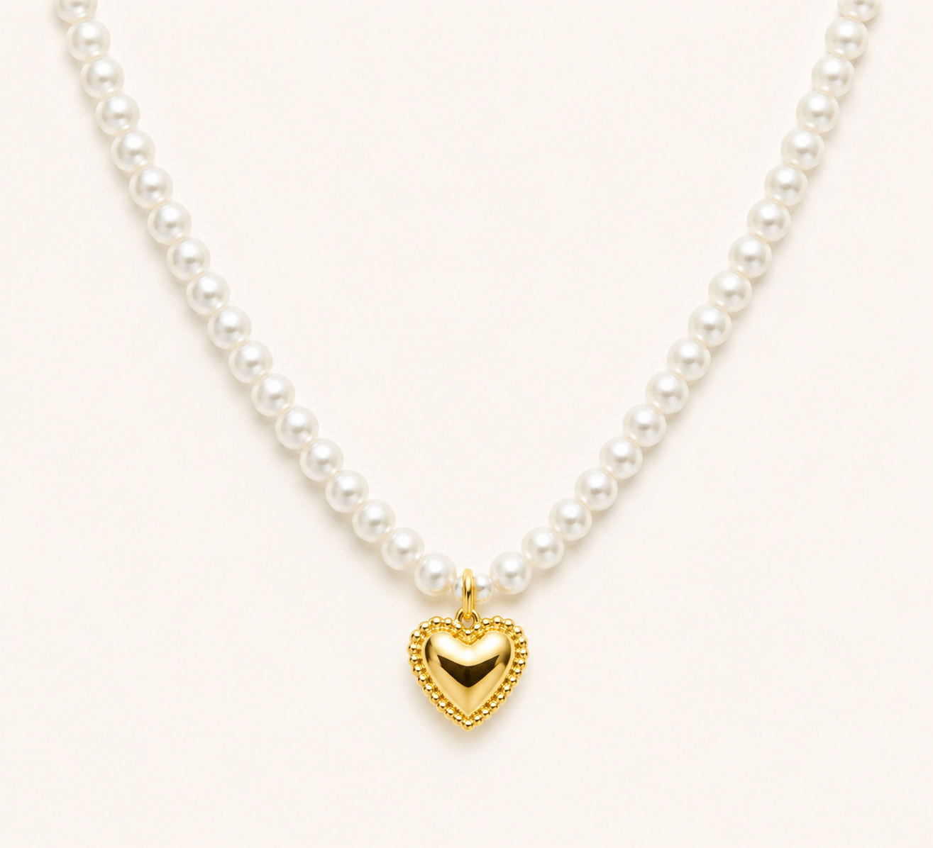 Pearl Heart Beaded Necklace