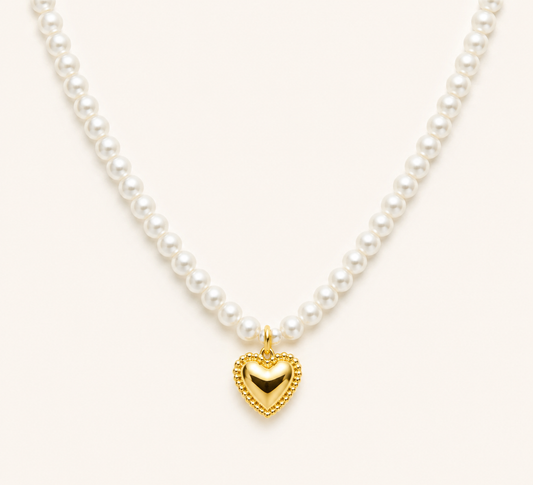 Pearl Heart Beaded Necklace