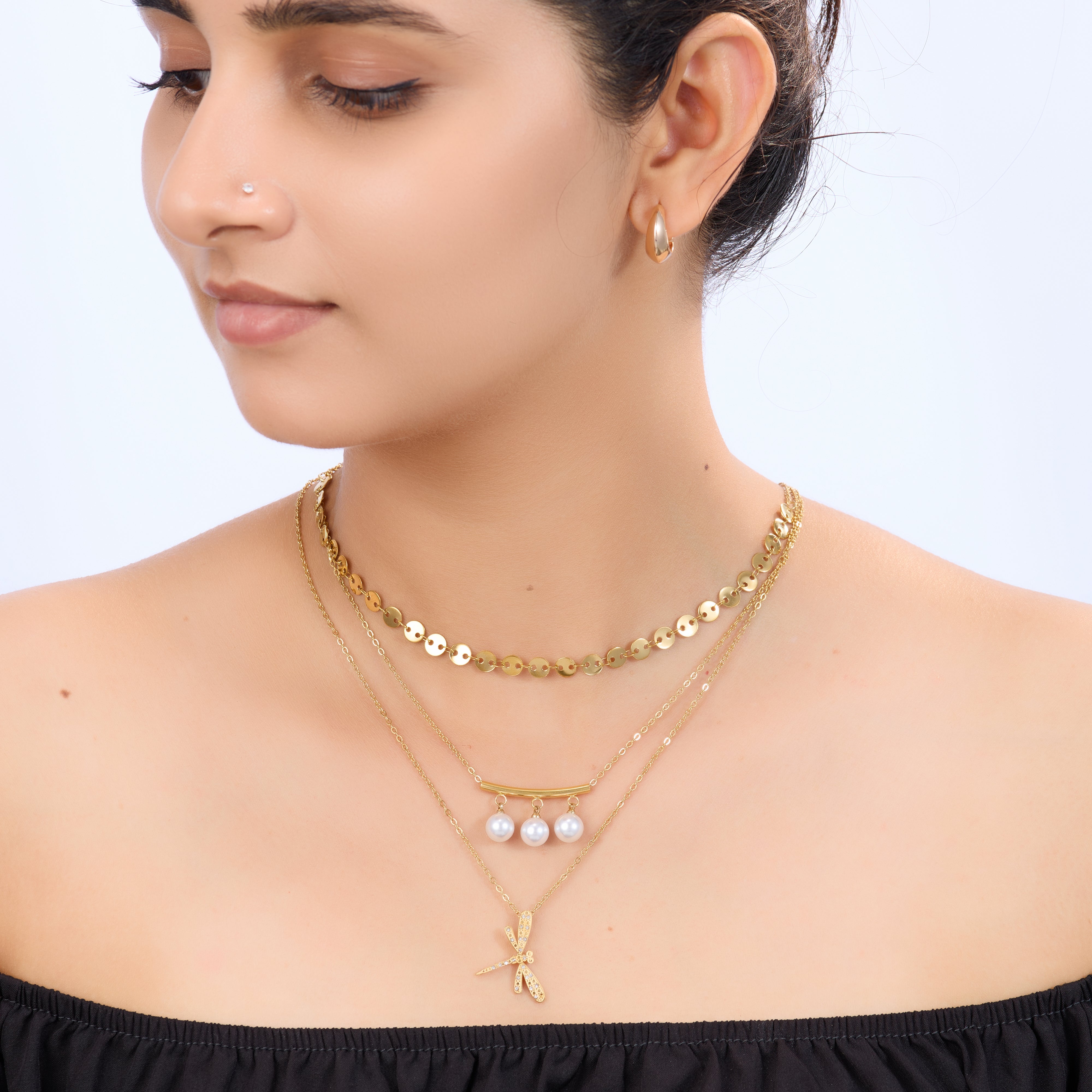 Minimal Layered Bar Drop Necklace