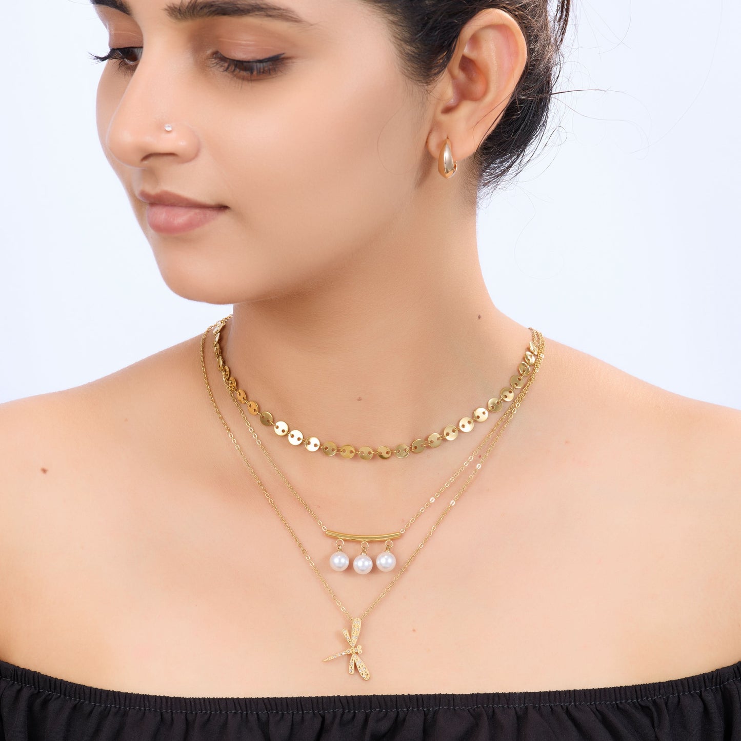 Minimal Layered Bar Drop Necklace