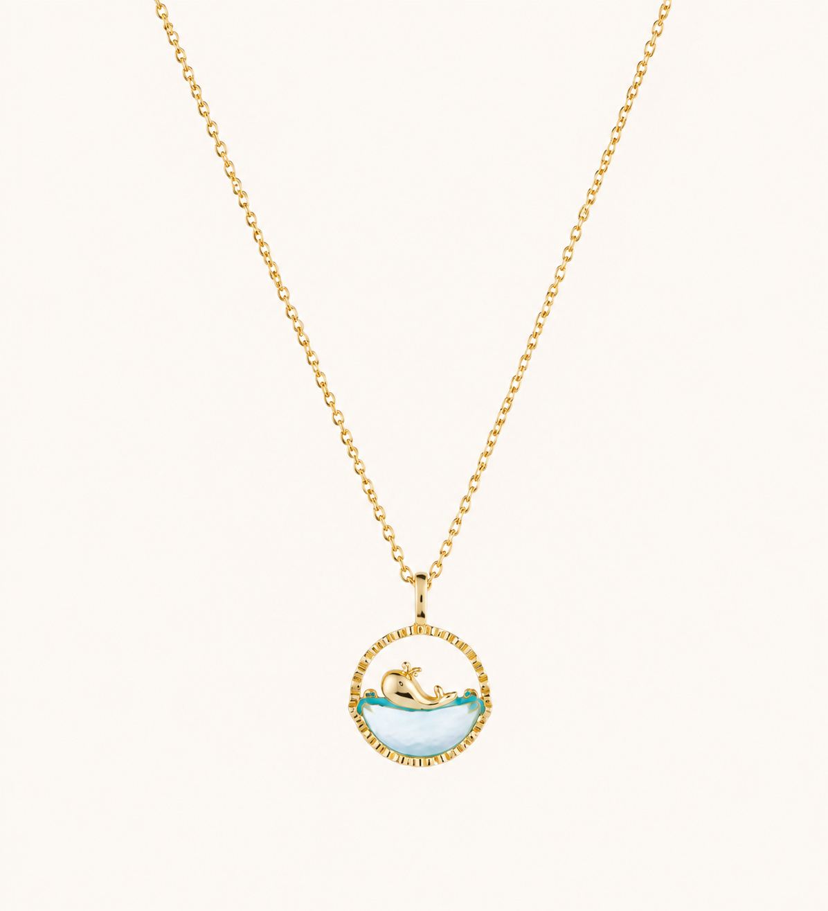 Golden Whale Glass Pendant Necklace