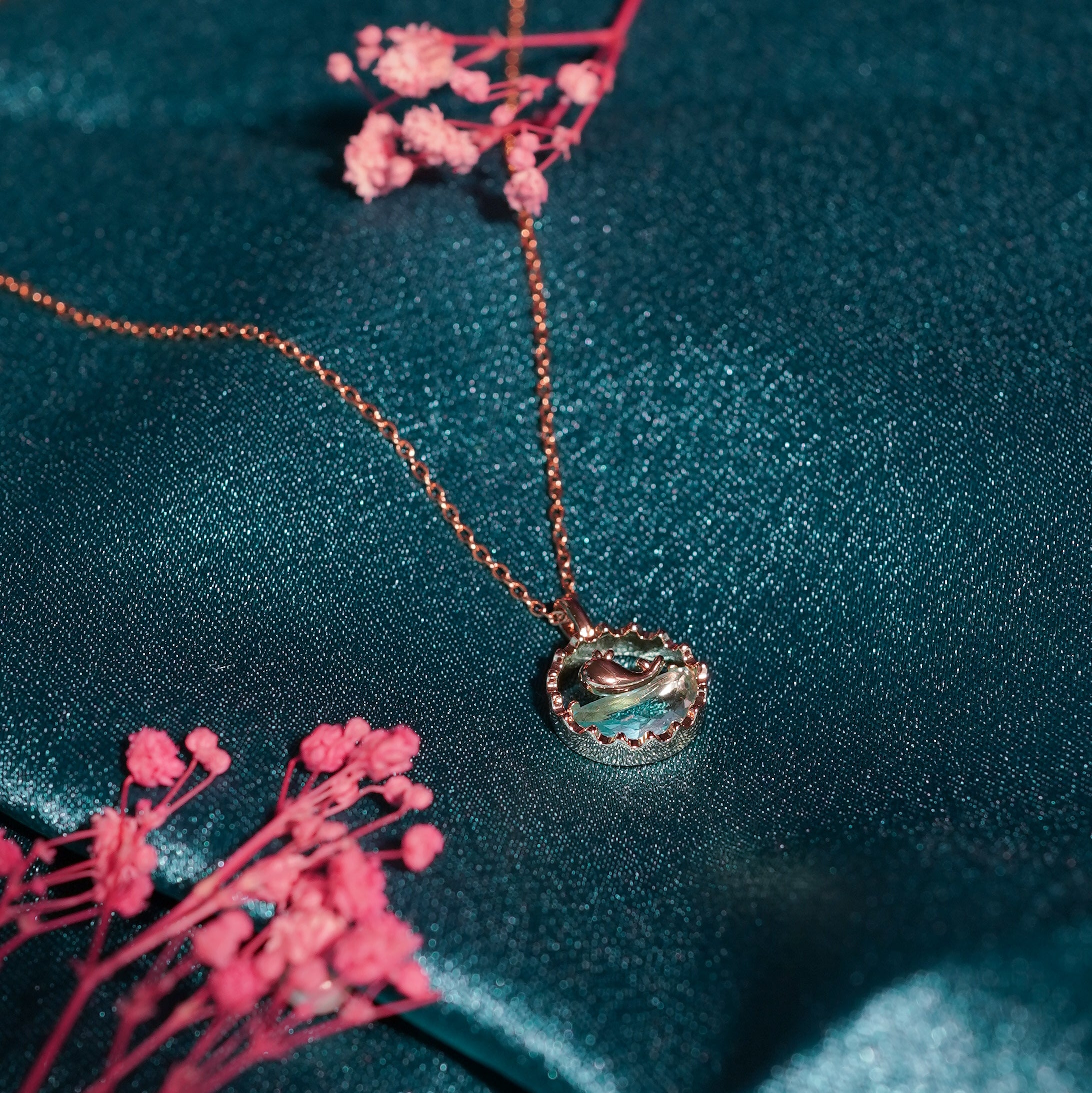 Golden Whale Glass Pendant Necklace