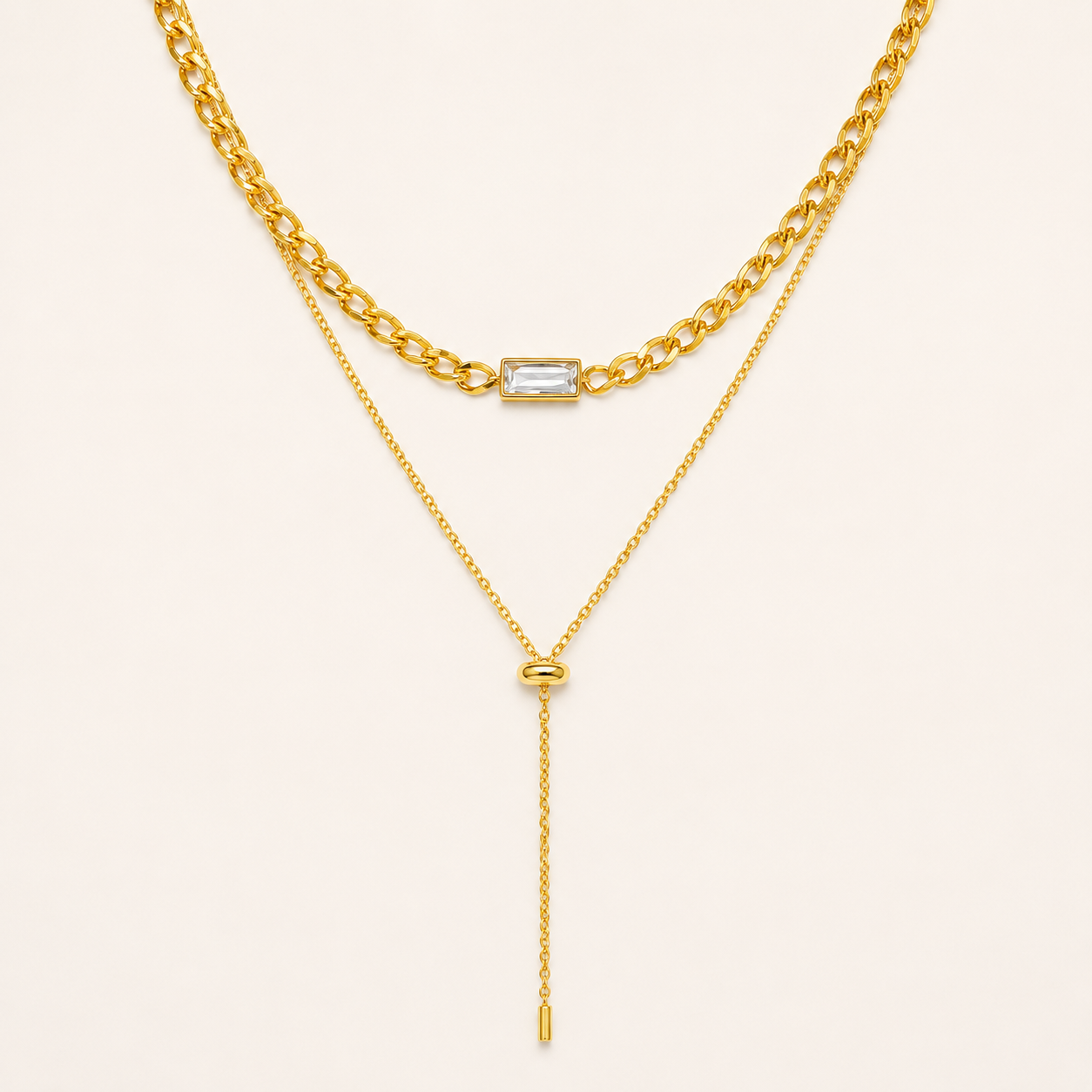 Urban Edge Rectangle Layered Necklace