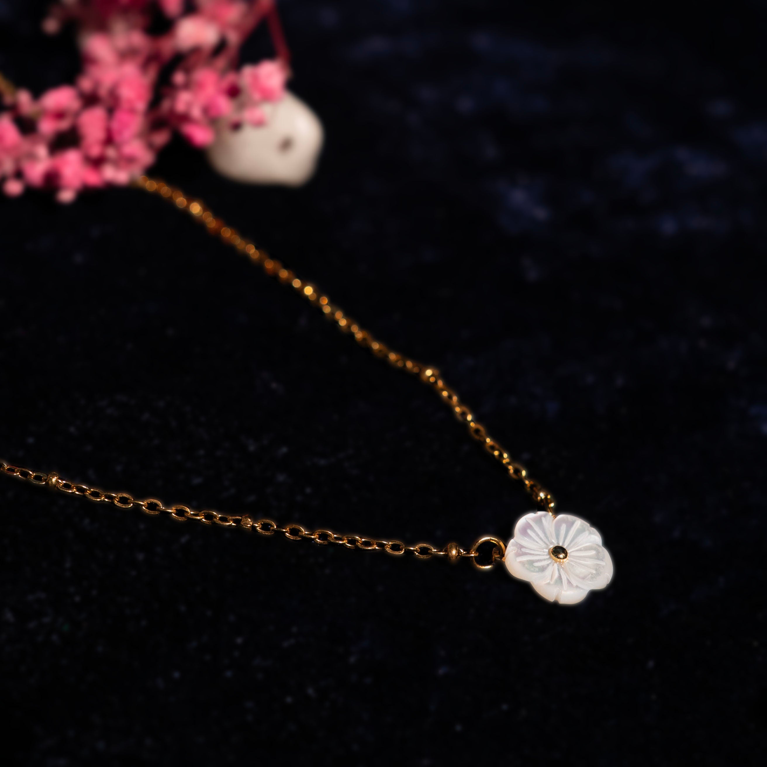 White Blossom Charm Necklace