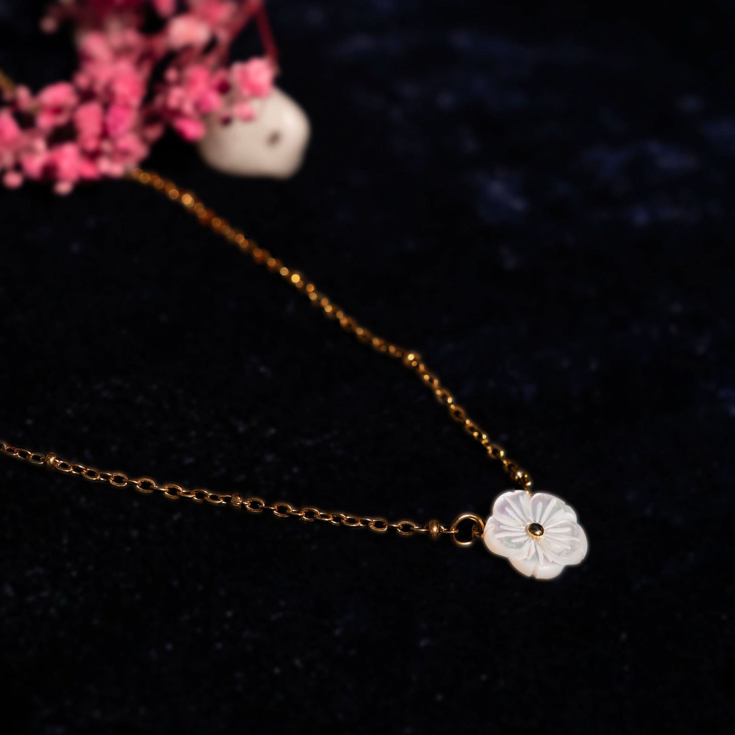 White Blossom Charm Necklace