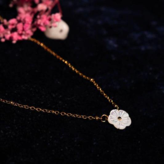 White Blossom Charm Necklace