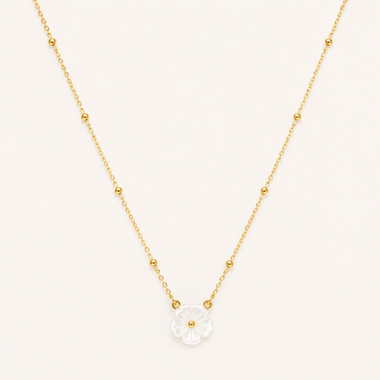 White Blossom Charm Necklace