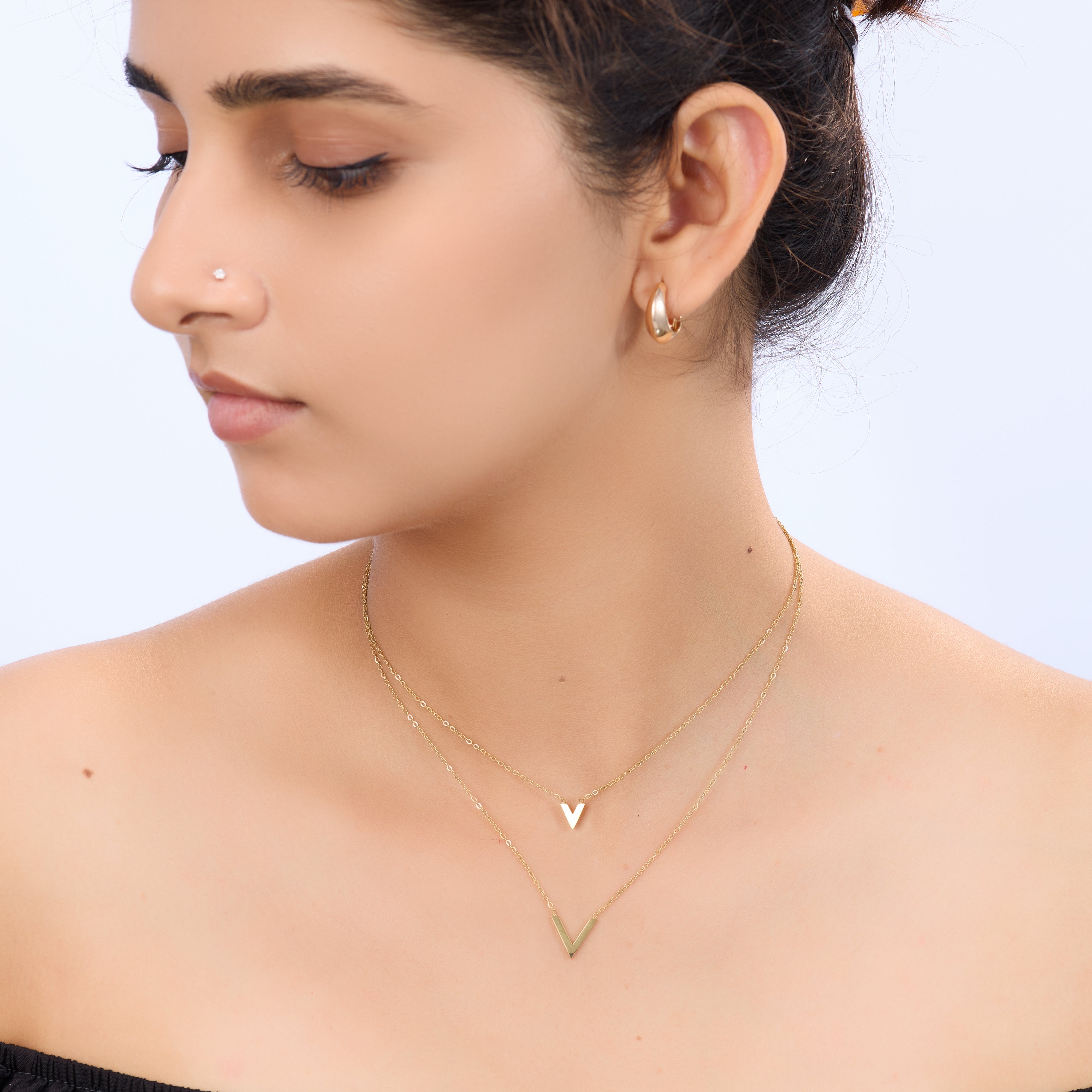 Golden Initial Charm Necklace